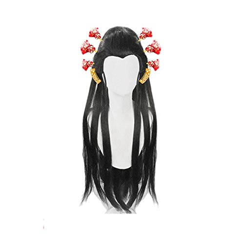Daki Anime Dämonentöter Kimetsu No Yaiba Long Black Cosplay Hitzebeständige synthetische Haare Cosplay Perücke + Free Perücke Cap Daki von EQWR