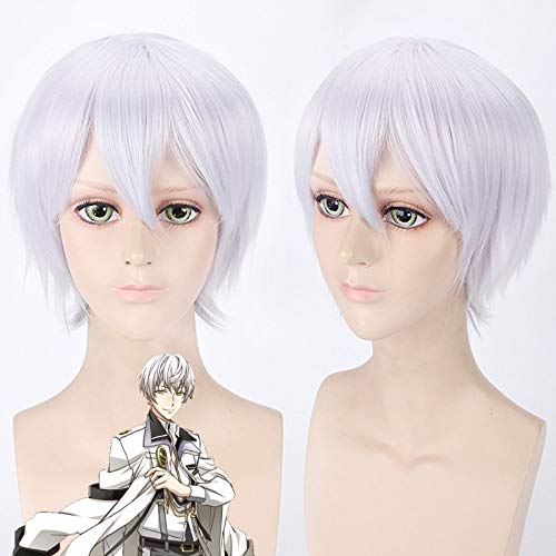 Die Animation Shimotsuki Shun Cosplay Perücken 40cm Short Curly Silver für Man Boy Anime Universal Hitzebeständiges Kunsthaar Wi von EQWR