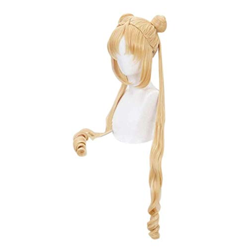 EQWR Haarteile Anime Cosplay Perücke Neuheit Doppel Pferdeschwanz Lange Perücke Hochtemperatur Draht Teenager Mädchen Perücke Anime Fans Geschenk, 100 CM von EQWR