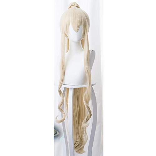 EQWR Haarteile Arknights Anime Cosplay Rose Net Perücken Hochtemperaturbeständige Faser Pferdeschwanz Hellgelb 47 Zoll von EQWR