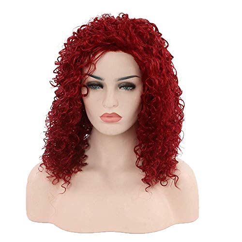 EQWR Haarteile Spitze Layered frauen Perücke Kleine Lockige Halloween Mode Seidenhaar Hut Festival Cosplay Party 57 cm Rot von EQWR