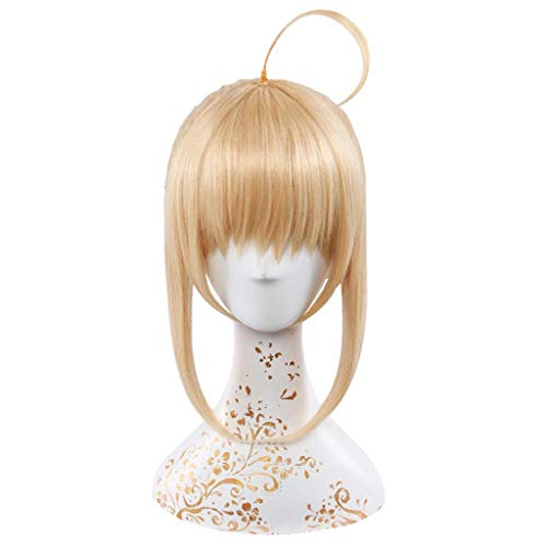 EQWR Schicksal/Stay Night Anime Cosplay Rose Net Perücken mit Pony 100% hochtemperaturbeständige Faser Ombre Goldene kurze glatte Haare 14 Zoll von EQWR