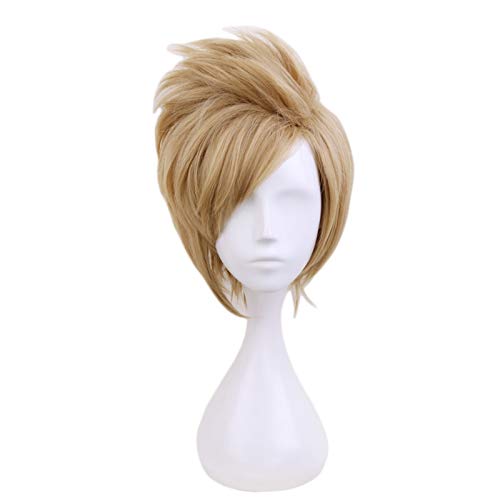 FF15 Final Fantasy XV Prompto Argentum Cosplay Perücke Kurzes Leinen Blond Hitzebeständigkeit Faserhaar Anime Kostüm Perücken KUMZ8862 von EQWR