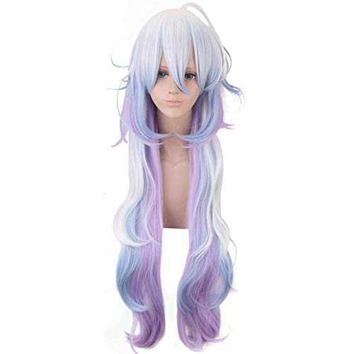 Fate Grand Order Caster Merlin Lange lockige Perücke Cosplay Kostüm Schicksal Stay Night Hitzebeständiges Haar Männer Frauen Cosplay Perücken von EQWR