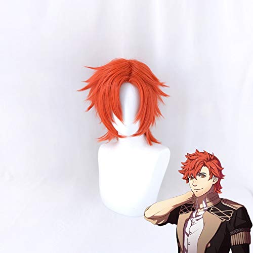 Feuer Emblem Drei Häuser Sylvain Jose Gautier Rote Kurze Perücke Cosplay Kostüm Hitzebeständiges Kunsthaar Männer Party Perücken MZ-1481 von EQWR