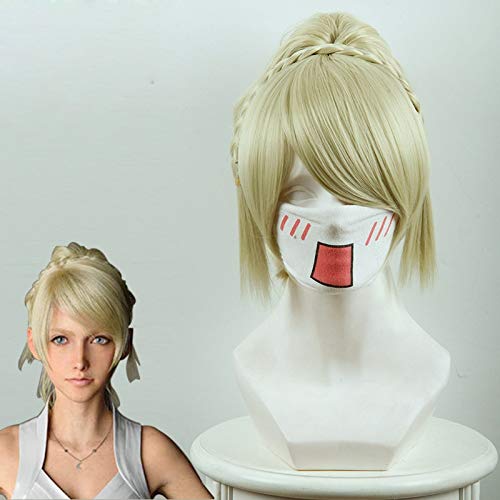 Final Fantasy XV Lunafrena Nox Fleuret Cosplay Perücke 30cm lang Glattes Kunsthaar Perücke Spiel Kostüm Party Blonde Frauen ENDGÜLTIGE FANTASIE von EQWR