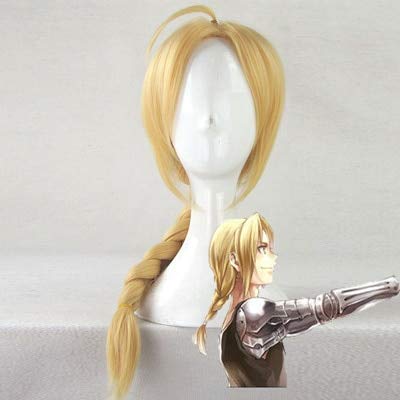 Fullmetal Alchemist Edward Elric 55cm Mittellang Gerade Geflecht Styled Synthetic Cosplay Perücken Anime Kostüm Party Perücke + Perücke Cap als das Bild von EQWR