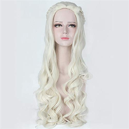 Game Of Thrones Daenerys Targaryen Perücken Cosplay Kostüm Requisiten Kopfbedeckung Langes Haar Blond Peruca Frau Halloween Karneval Purim PL-765-1 von EQWR