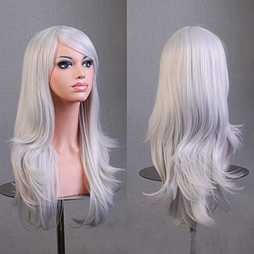 Günstige 70CM 27 '' lange gewellte Anime Cosplay Perücken gefälschte hitzebeständige synthetische Haare schwarz blau blond gewellt Perücken + Perücken Kappe One Size 3 Günstige 70CM 27 '' lange gewellte Anime Cosplay Perücken gefälschte hitzebeständige synthetische Haare schwarz blau blond gewellt Perücken + Perücken Kappe One Size 3 von EQWR