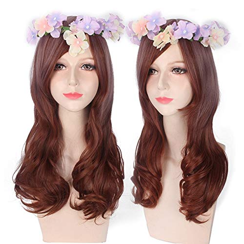 Günstige Anime bunte Pony Cosplay Perücken gefälschte hitzebeständige synthetische Haare lila blau Halloween Weihnachten Perücken + Perücken Kappe One Size PL-118 von EQWR