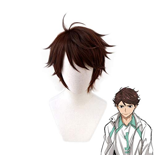 Haikyuu !! Volleyball Toru Oikawa Toor Kurz Shaggy Layered Tooru Hitzebeständige Cosplay Kostüm Perücke von EQWR
