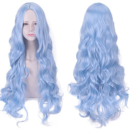 Halloween Fashion Christmas Party Dress Up Wig Anime Wig Color 80Cm Long Curly Hair Face Trimming Hairstyle Cosplay Wig Color: Yn080 Blue von EQWR