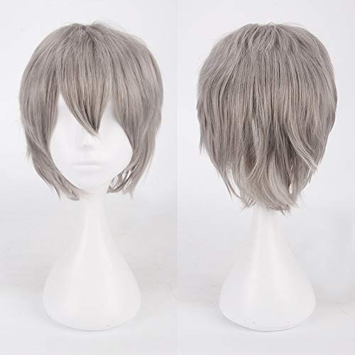 Halloween Fashion Christmas Party Dress Up Wig Cosplay Anime Wig Universal Color Harajuku Anti-Curled Men'S Short Hair Anti-Curled Style Color: K049-3 Gray von EQWR