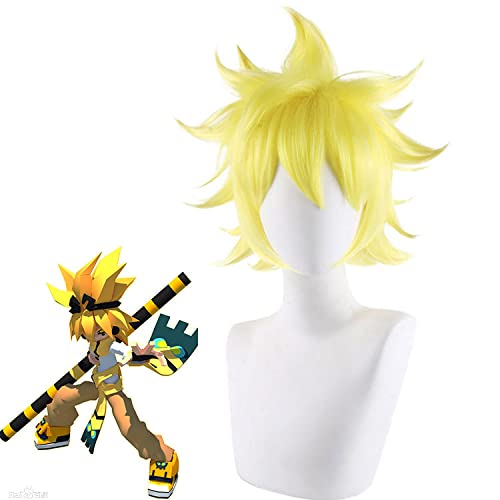 Halloween Fashion Christmas Party Dress Up Wig Cosplay Wig Bumpy World Guardross Golden Explosion Shape von EQWR
