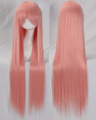 Halloween Fashion Christmas Party Dress Up Wig Cosplay Wig Universal 100Cm Color Long Straight Hair Cos Animation High Temperature Wire 099 Color:Rose Net 023 [1 Meter] von EQWR