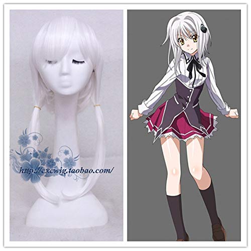 High School DxD Koneko Toujou 55 cm langes weißes hitzebeständiges Haar Cosplay Kostümperücke + kostenlose Perückenkappe von EQWR