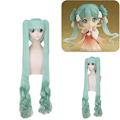Hochwertige Perücken Cosplay Perücke VOCALOID Hatsune Miku Kostüm Spielen Party Spiel Halloween Anime Haar Perücke 120cm Grün PL-449 von EQWR
