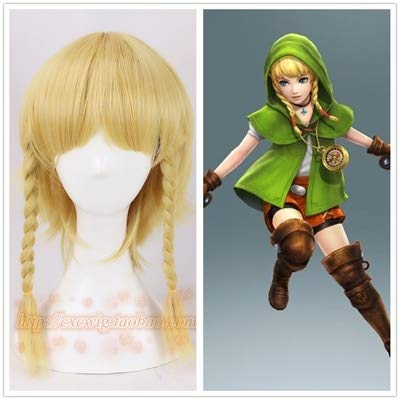 Hyrule Warriors Cosplay Perücke Weiblich Linkle Golden Braids Frauen Link Rinkuru Synthetisches Haar für Erwachsene Rollenspiel + Kostenlose Perückenkappe als Bild von EQWR