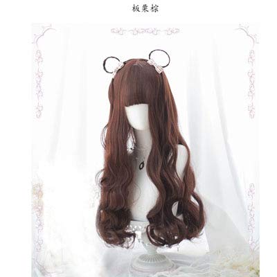 Japanische Mori Mädchen Harajuku süße Lolita lockige gewellte lange synthetische Haare Prinzessin Perücke 68cm Halloween Cosplay Kostüm Perücken als das Bild von EQWR