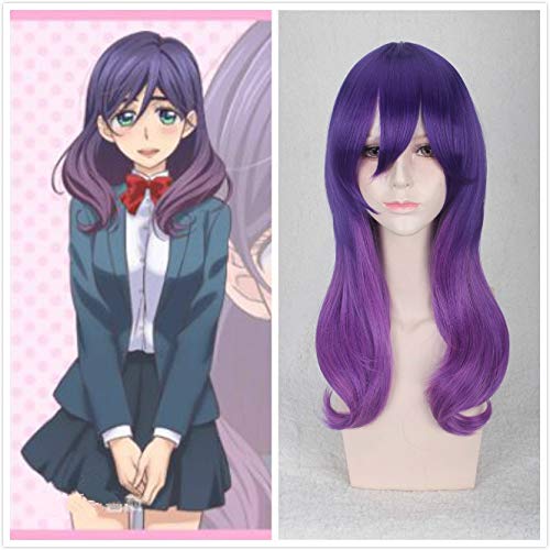 Küss ihn nicht mich Watashi Ga Motete Dosunda Wellig Cruly Purple Serinuma Kae Cosplay Hitzebeständiges Kunsthaar + Kostenlose Perückenkappe von EQWR