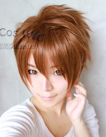 LI SYAORAN Brown Short Shaggy Layered Cosplay Perücke Synthetisches Haar + Perückenkappe als Bild von EQWR
