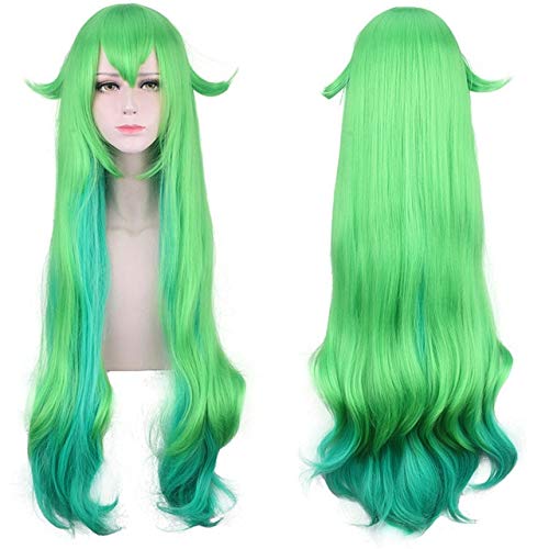 LOL Lulu Star Guardian 31"Lange grüne Cosplay Perücke mit Ohren + Perückenkappe als Bild von EQWR