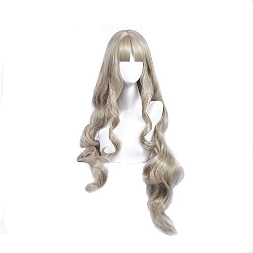 Liebling in der Franxx 556 Cosplay Perücke für Frauen 90 cm langes lockiges Kunsthaar Kukuro Perücke Japanische Anime Kostüm Party Perücke Grau Liebling in der Franx Kokoro von EQWR