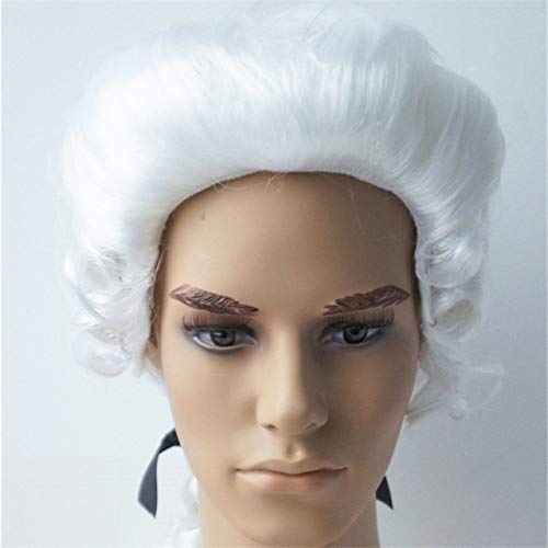 Männer Frauen Weiß Anwalt Richter Perücke Cosplay Barock Curly Colonial Historisches Kostüm Synthetische Perücke Halloween Cosplay Requisiten Männlicher Typ Männer Frauen Weiß Anwalt Richter Perücke Cosplay Barock Curly Colonial Historisches Kostüm Synthetische Perücke Halloween Cosplay Requisiten Männlicher Typ von EQWR