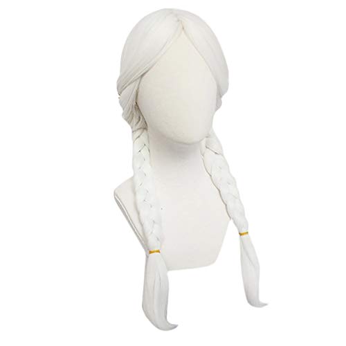 Mama Coco inspirierte schneeweiße lange geflochtene synthetische Haare Cosplay Perücke Zöpfe mit langen geneigten Pony für Frauen AG-817 von EQWR
