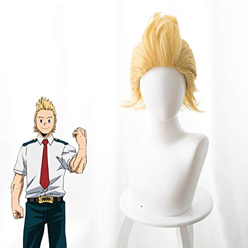 Mein Held Academia Toogata Mirio Cosplay Perücken 35cm Kurzes glattes Kunsthaar Flauschige Anime Perücke Cos Perücken Gelbe Kostüm Perücke Toogata Mirio von EQWR
