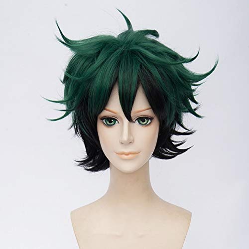 Meine Boku kein Held Academia Perückenhaar Midoriya Izuku Grün Kurzes Haar Männer & Frauen Perücken für Cosplay Kostüm + Kostenlose Perückenkappe B. von EQWR
