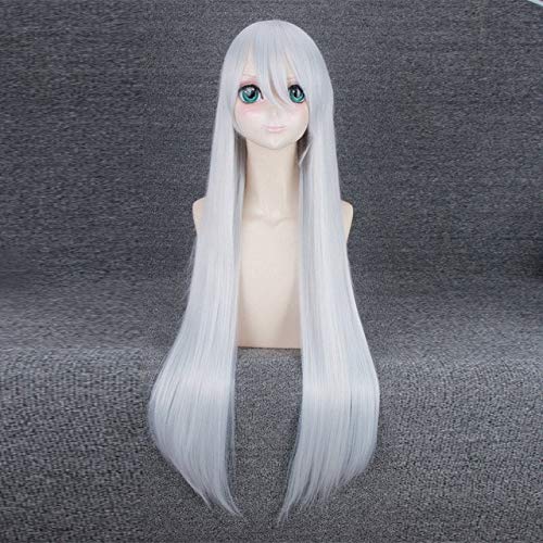 NieR: Automaten YoRHa Typ A Nr. 2 Cosplay Perücke für Frauen 100 lange glatte Haarperücke Hitzebeständige synthetische Perücke für Mädchen Cotume Silber von EQWR