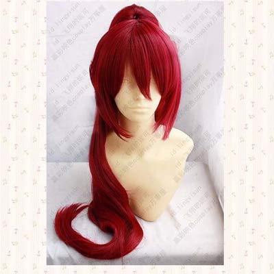 Puella Magi Madoka Magica.Sakura Kyouko Rote synthetische Haar Cosplay Perücke mit einem Chip lange abnehmbare Pferdeschwanz + Perücke Kappe als das Bild von EQWR