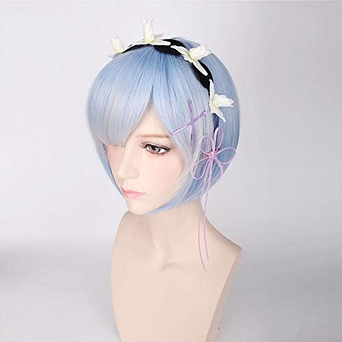 Re: Leben in einer anderen Welt als Zero Graduierte Ram Rem Cosplay Perücke für Frauen Kurze gerade gerade rosa blaue Anime Perücke Rem Perücke und Kopfbedeckung von EQWR