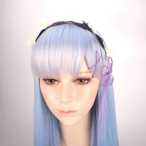 Re: Leben in einer anderen Welt als Zero Rem Lange gerade gerade hellblaue Cosplay Perücke 80cm 31,5"Anime Kostüm Party synthetische Haar Perücke und Kopfbedeckung von EQWR