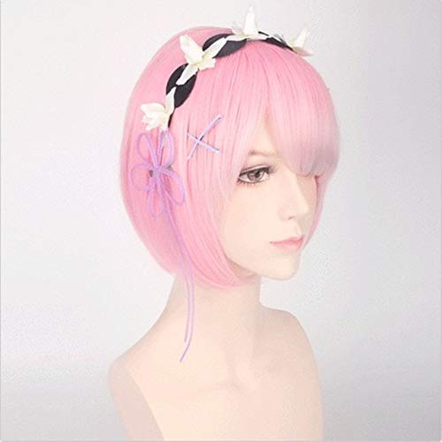 Re: Null Startleben in einer anderen Welt Rem Ram Hitzebeständiges synthetisches Haar Kopfbedeckung Cosplay Prop Halloween + Free Wig Cap Ram (beide) von EQWR