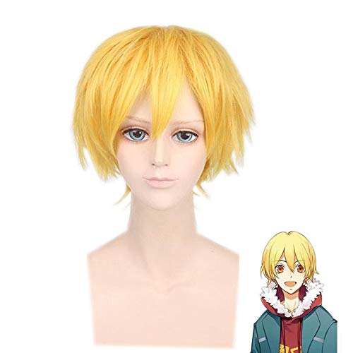 SHIWASU KAKERU Cosplay Perücke Universal Party kurzes gelbes Kunsthaar für Männer Anime Die Animation Tsukiuta Perücken + Perückenkappe MUTSUKI HAJIME Perücke PL-002-21 von EQWR