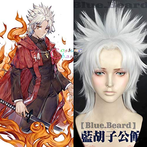 Schicksal Amakusa Shirou Tokisada Kotomine Großauftrag FGO Apokryphen Kurzes Silber Synthetisches Haar Hitzebeständiges Cosplay + Kostenlose Perückenkappe von EQWR
