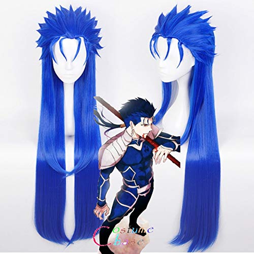 Schicksal Extra Lancer FGO Cu Chulainn Caster Gerade 100 cm lang Blau Cosplay Kunsthaar Halloween Kostüm Party + Kostenlose Perücke Cap von EQWR