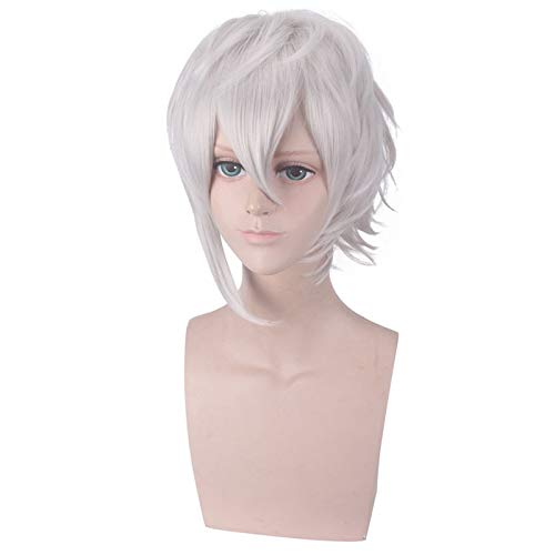 Schicksal Grand Order Kadoc Zemlupus Silber Weiß Kurze Perücke Cosplay Kostüm FGO Hitzebeständiges Kunsthaar Männer Frauen Frauen Cosplay Perücken von EQWR