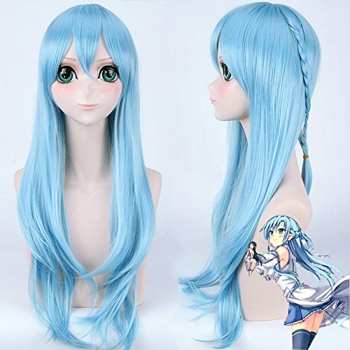 Schwertkunst Online Yuuki Asuna für Frauen Lang Gerade 100cm Hell Blau Cosplay Perücke Hitzebeständige synthetische Anime Perücke von EQWR
