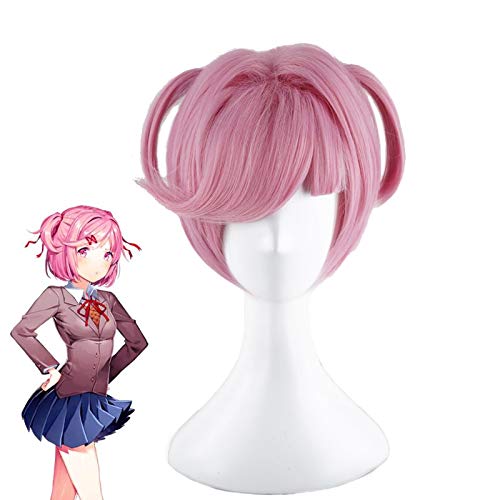 Spiel DDLC Doki Doki Literaturclub Natsuki Rosa kurze Perücke Cosplay Kostüm Frauen Hitzebeständige synthetische Haare Party Perücken MZ-1268 von EQWR
