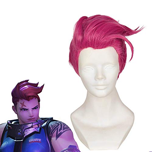 Spiel OW Zarya 30cm Short Rose Pink Hitzebeständiges synthetisches Haar Cosplay Zubehör Prop + Free Wig Cap von EQWR