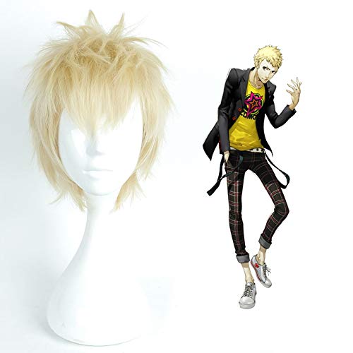 Spiel Persona 5 Cosplay Perücke Ryuji Sakamoto Cosplay Pferdeschwanz Haar Hitzebeständige synthetische Perücke Halloween Party Cosplay Perücke von EQWR