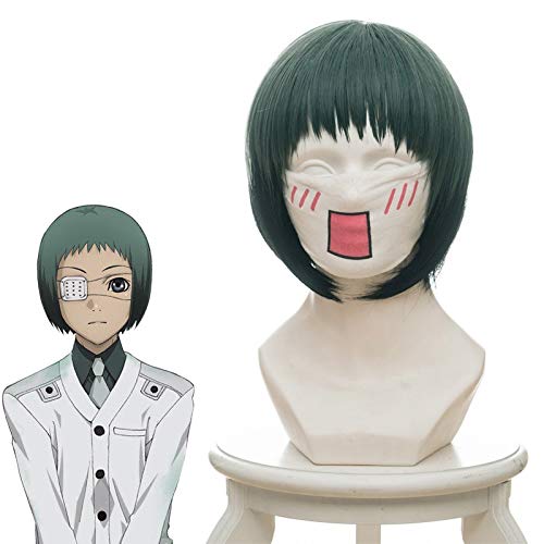 Tokyo Ghoul: Re Mutsuki Toru Cosplay Kurze gerade Anime Kostüm Party Perücke Synthetisches Haar Unisex Halloween Grün Farbverlauf schwarz von EQWR