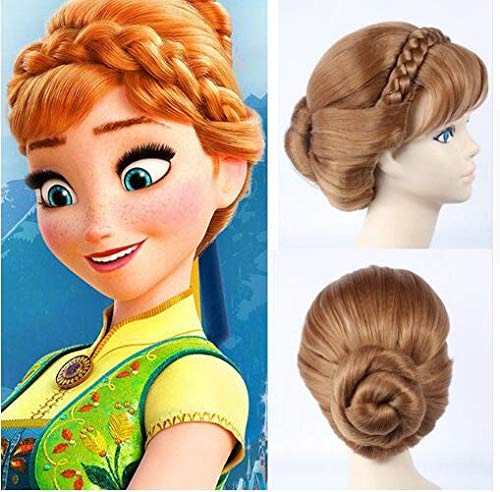 Top Qualtiy Braids Kurze natürliche e Mischung Blond Anna Hochsteckfrisur Synthetisches Haar Cosplay Perücke + Perücke Kappe als das Bild von EQWR