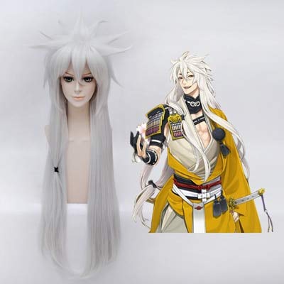 Touken Ranbu Online kogitsunemaru 100cm Silber Weiß Lange synthetische Cosplay Perücken Touken Ranbu Online zeigen das Bild von EQWR