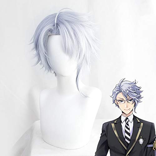 Twisted-Wonderland Azul Cosplay Perücken Hellblau Kurze Hitzebeständige Kunsthaar Pelucas Anime Kostüm Rollenspiel Perücke von EQWR