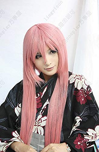 VOCALOID LUKA Langes rosa glattes synthetisches Haar Cosplay Perücke 100cm Kostüm Party Perücken + Free Perücke Cap Vocaloid wie das Bild von EQWR