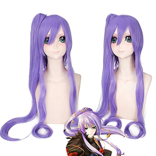 Vocaloid Gakupo Bremse yuet 100cm lange gerade Cosplay Perücke für Frauen Mode Anime Kostüm Party Perücke lila Klaue Clip Pferdeschwanz von EQWR